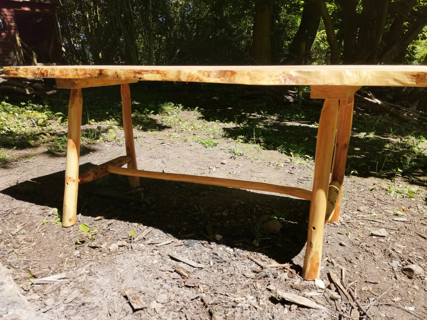 a close up of the side of the tabletop of a sycamore table